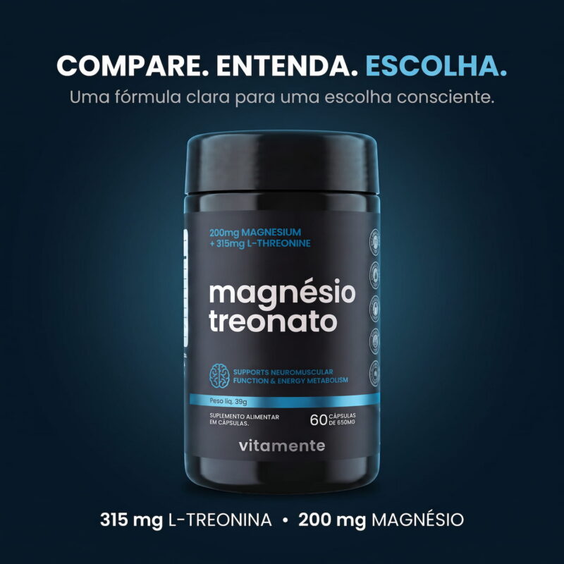 Magnésio Treonato Vitamente: pote em destaque